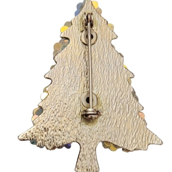 Vintage AB Glass Bead, Multi Color Rhinestone Christmas Tree Pin Brooch K431 - Picture 4 of 7